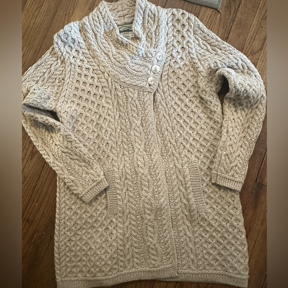 Aran Crafts Cable Knit Turtleneck Sweater - Cream